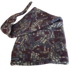 Vintage Columbia Fleece, Elf Long Cap, Abstract Mosaic, Purple/Blue/Cream, S/M